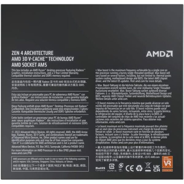 AMD Ryzen 7 7800X3D AM5 Desktop Processor with AMD Radeon Graphics, 8 Cores & 16 Threads - Image 3